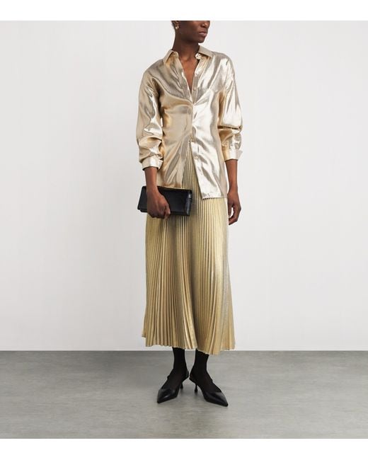 Joseph Natural Silk-Blend Lamé Capri Blouse