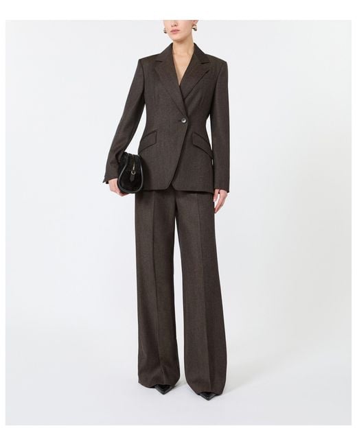 Max Mara Brown Virgin Wool Wide Trousers