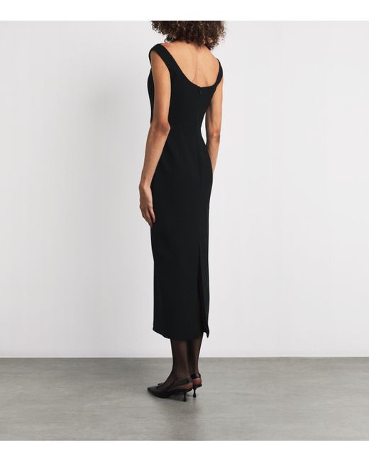 Roland Mouret Black Wool-Lace Midi Dress