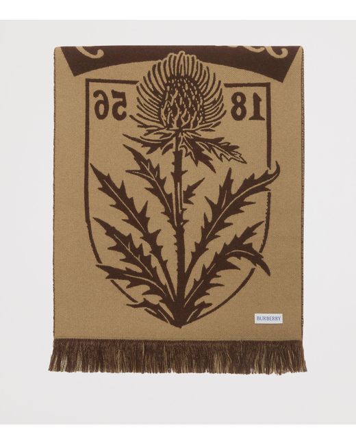 Burberry Brown Wool Thistle Shield Scarf