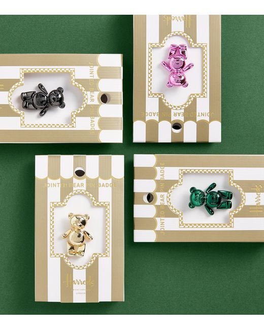 Harrods Metallic Jointed Bear Pin Badge