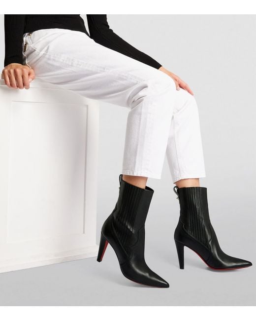 Christian Louboutin Black Santigag Leather Ankle Boots 85