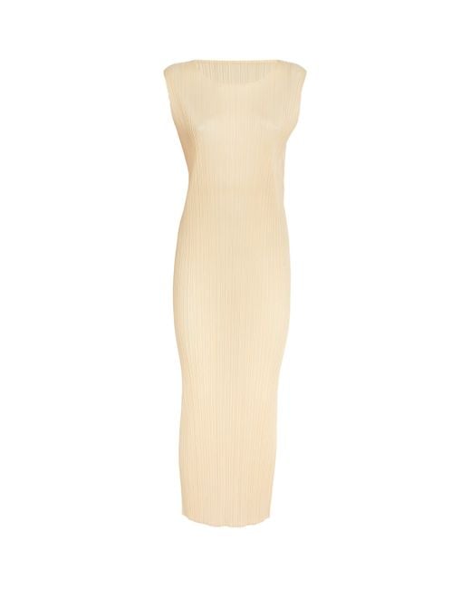 Pleats Please Issey Miyake Natural Pleated Peanuts Midi Dress