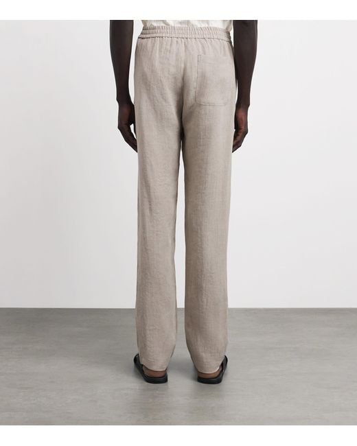 Sunspel Gray Linen Drawstring Trousers for men