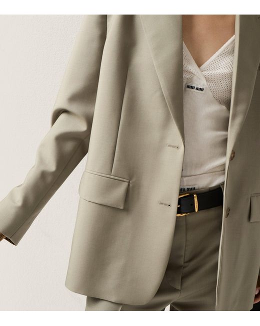 Miu Miu Green Mohair-Wool Logo Blazer
