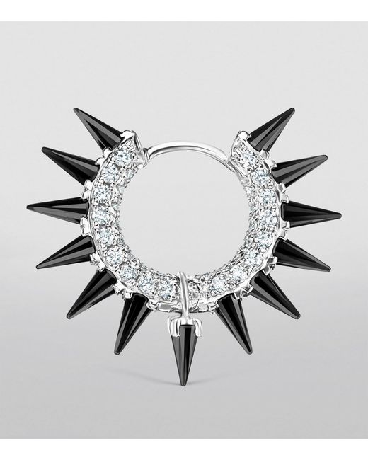 Maria Tash White Moissanite Mohawk And Diamond Pavé Hoop Earring