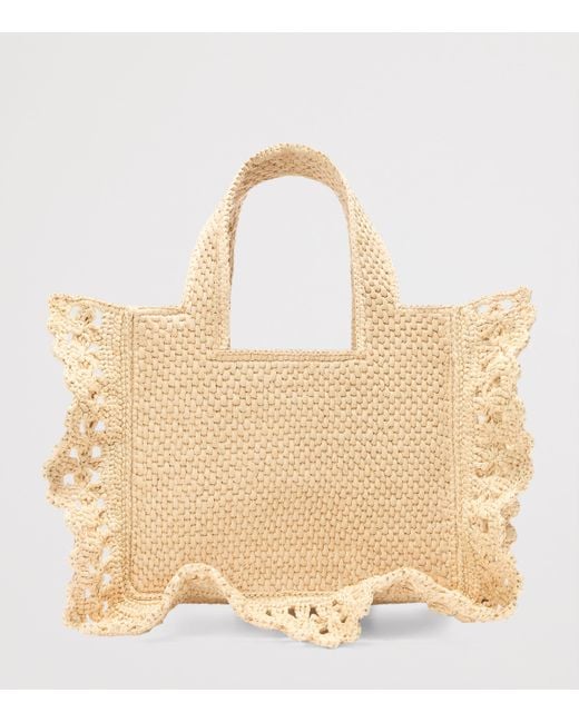 Loewe Natural X Paula's Ibiza Raffia Font Tote Bag