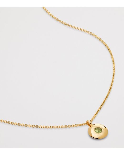 Monica Vinader Metallic Vermeil And Peridot August Birthstone Necklace