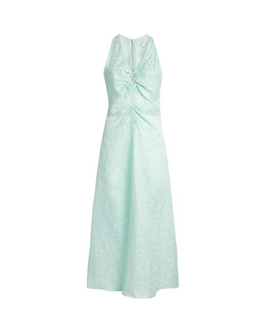 Sandro Blue Floral-Jacquard Maxi Dress