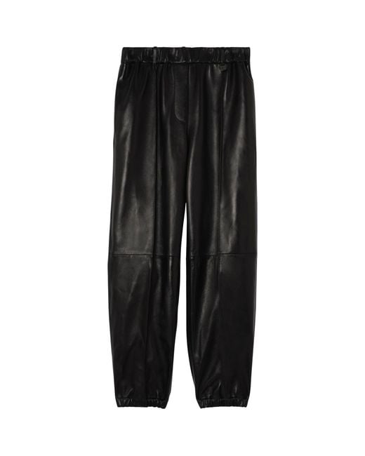 Burberry Black Leather Tapered Trousers