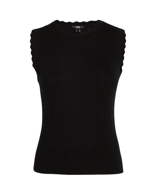 PAIGE Black Cable-knit Sleeveless Syrie Top