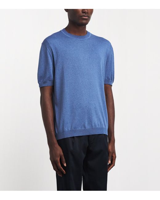 Paul & Shark Blue Silk-Cotton T-Shirt for men