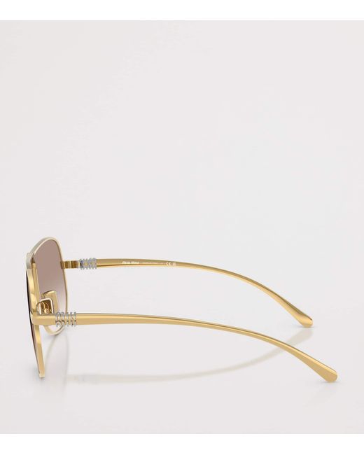 Miu Miu Metallic Metal Mu Af6S Pilot Sunglasses