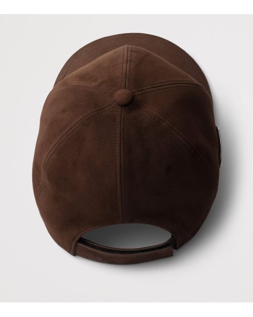 Prada Brown Suede Baseball Cap for men
