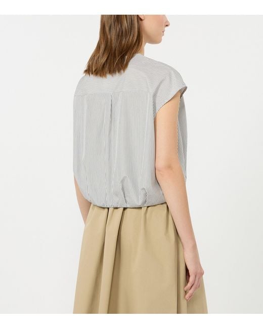 Weekend by Maxmara White Collarless Stripe Shirt