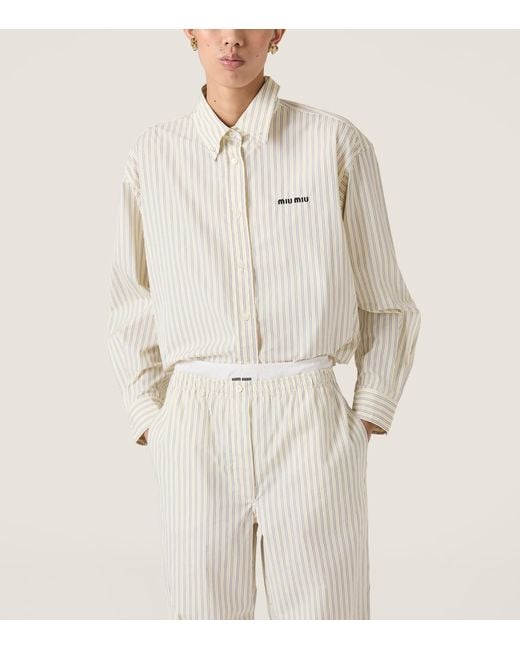 Miu Miu White Stripe Long-Sleeve Shirt