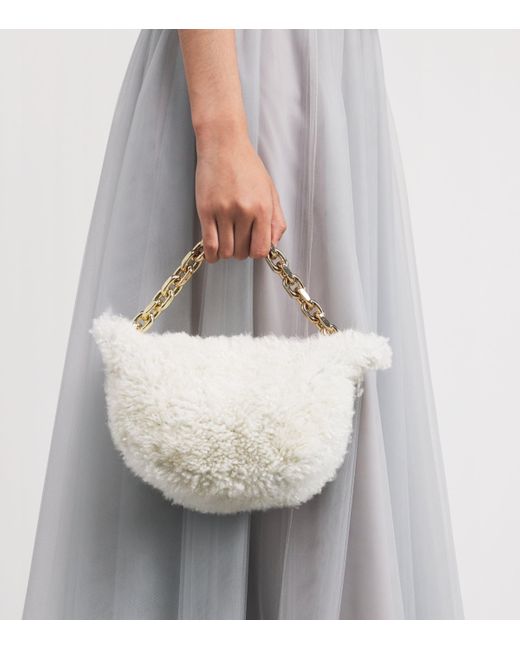 Fabiana Filippi White Small Shearling Shoulder Bag
