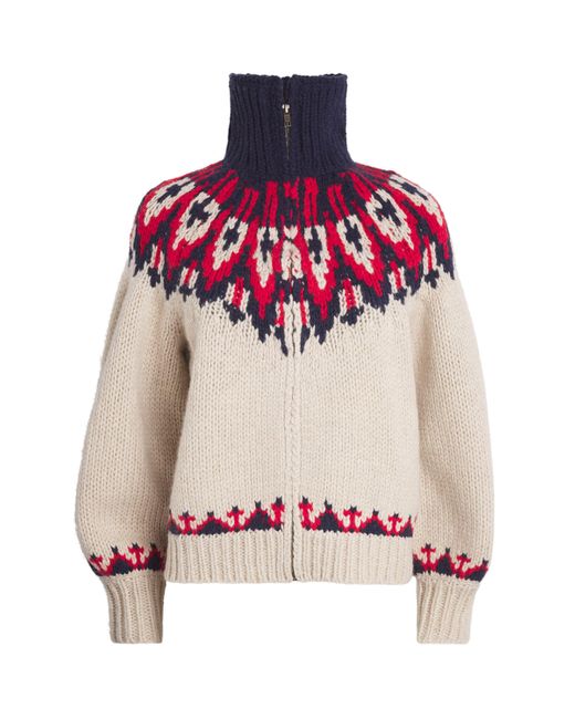 The Great Red Wool-Blend Nordic Zip Cardigan