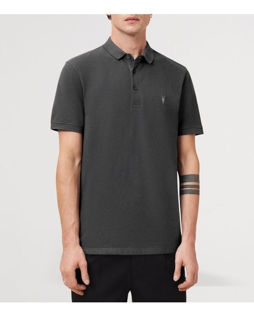 AllSaints Black Organic Cotton Reform Polo Shirt for men