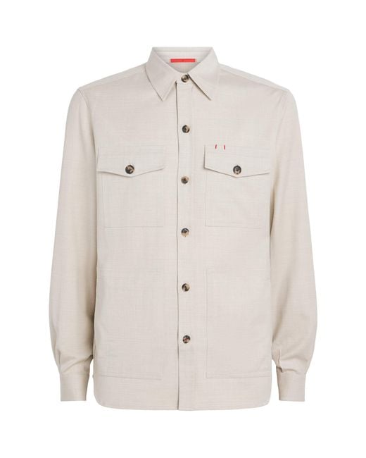 Isaia White Wool-Blend Overshirt for men