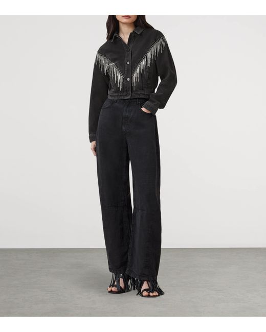 AllSaints Black Embellished Denim Jacket