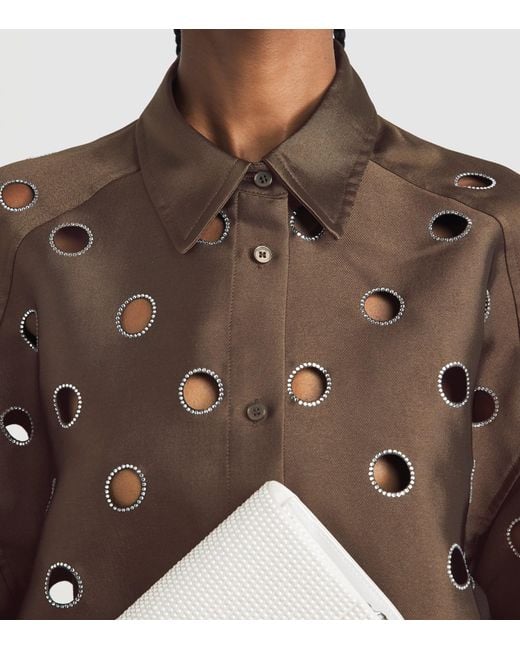 Sandro Brown Rhinestone Cropped Shirt