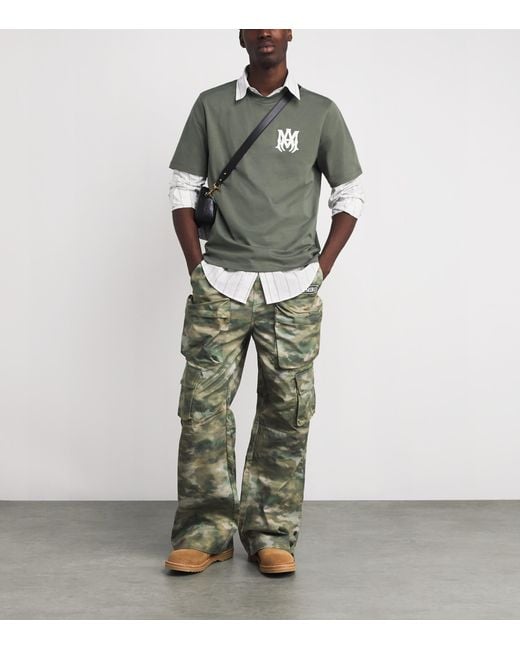 Amiri Green Mini Logo Print Short Sleeve T-Shirt for men