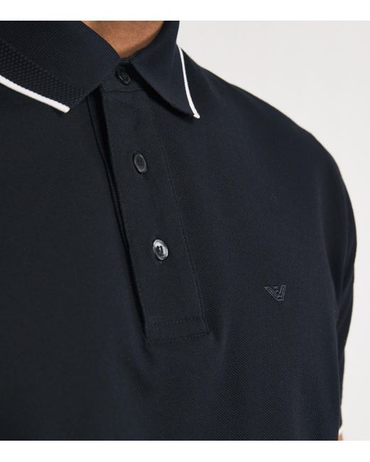 Emporio Armani Black Cotton Piqué Polo Shirt for men