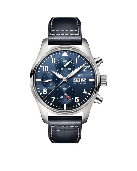 Iwc Blue Stainless Steel Pilot's Chronograph Watch