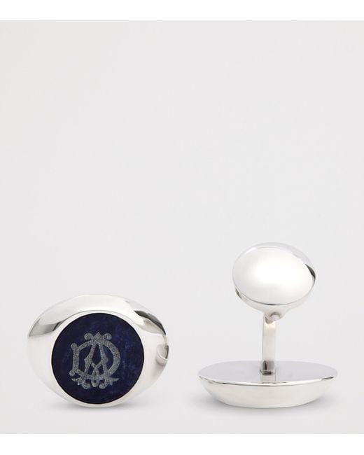 Dunhill Blue Rhodium-Plated And Sodalite Ad Cypher Cufflinks for men