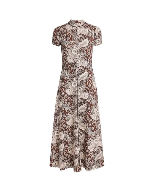 ME+EM Natural Jersey Botanical Print Midi Dress
