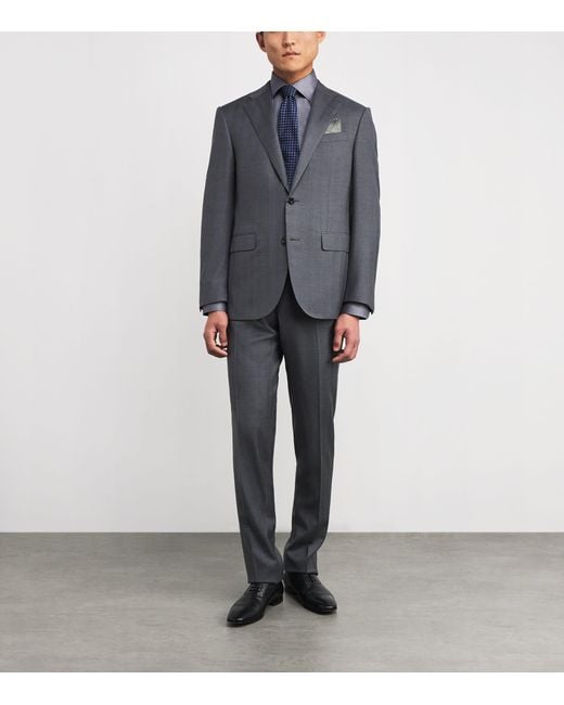 Eton of Sweden Blue Cotton Twill Puppytooth Slim Shirt for men