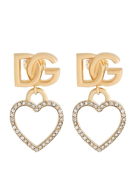 Dolce & Gabbana Metallic Logo Heart Earrings