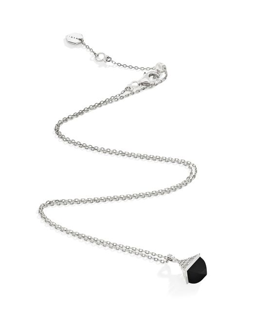 Marli New York White Mini, Diamond And Onyx Cleo Rev Pendant Necklace