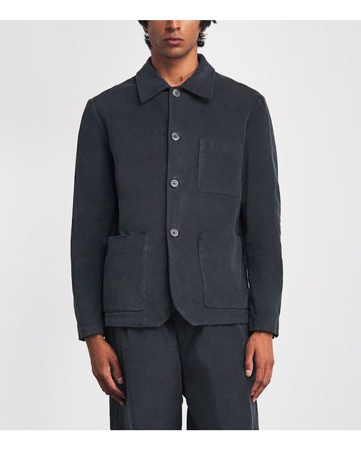 Barena Blue Stretch-Cotton Overshirt for men