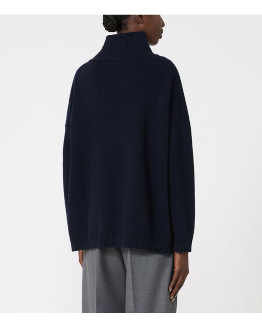 Weekend by Maxmara Blue Virgin Wool High-Neck Sweater