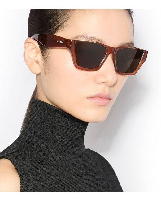 Alaïa Brown Acetate Square Sunglasses