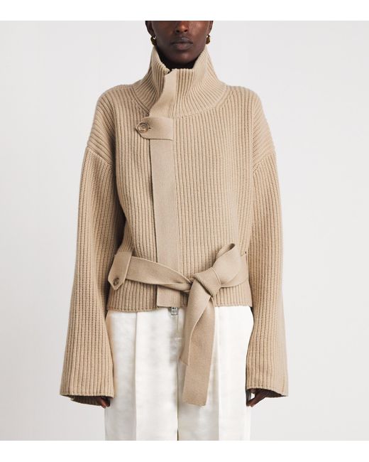 Brandon Maxwell Natural Cashmere Belted Neal Jacket