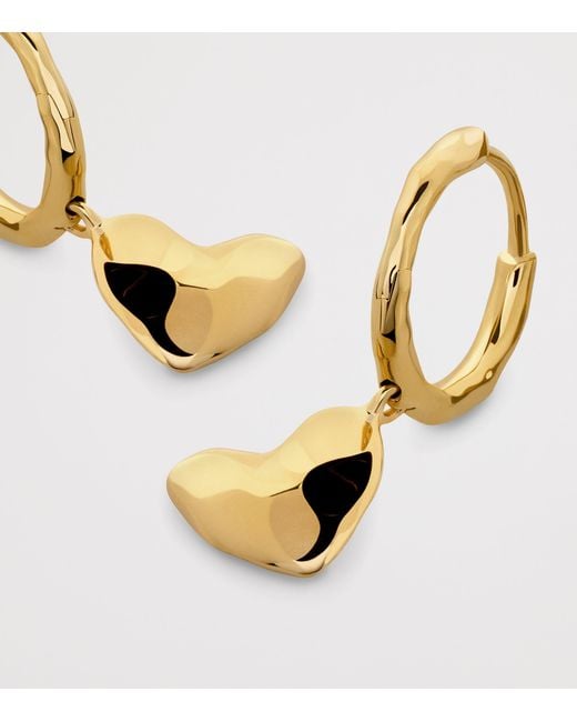 Monica Vinader Metallic Vermeil Heart Drop Huggie Earrings