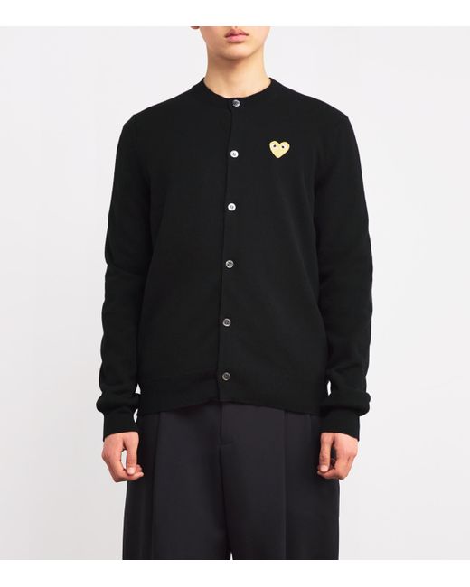 COMME DES GARÇONS PLAY Black Wool Heart Cardigan for men