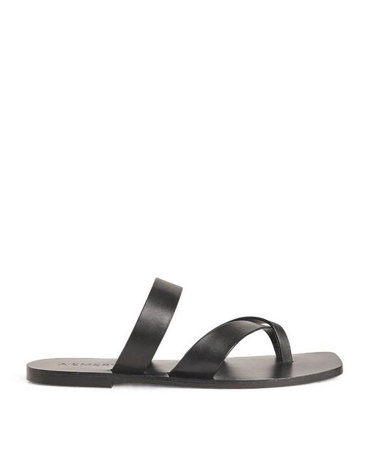 A.Emery Black Leather Carter Sandals