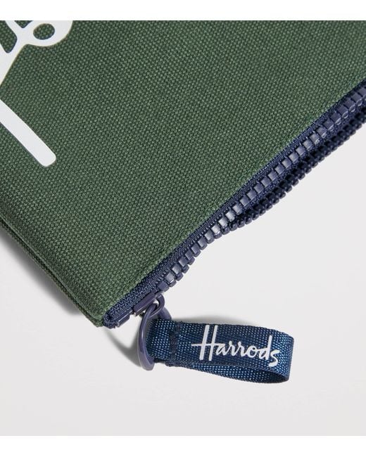 Harrods Green Small Cotton Logo Pouch for men