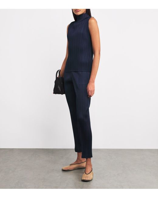 Pleats Please Issey Miyake Blue New Colorful Basics 4 Sleeveless Top