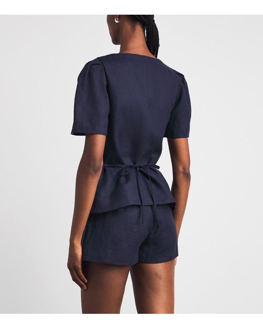 Faithfull The Brand Blue Linen Emma Vest