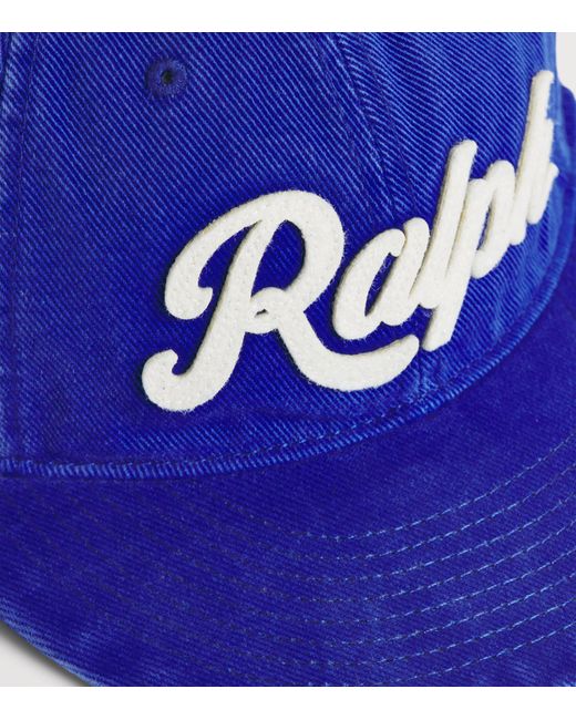 Polo Ralph Lauren Blue Corduroy Script Baseball Cap for men