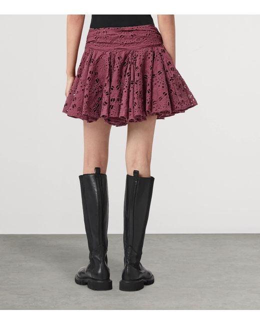 AllSaints Red Dotty Mini Skirt