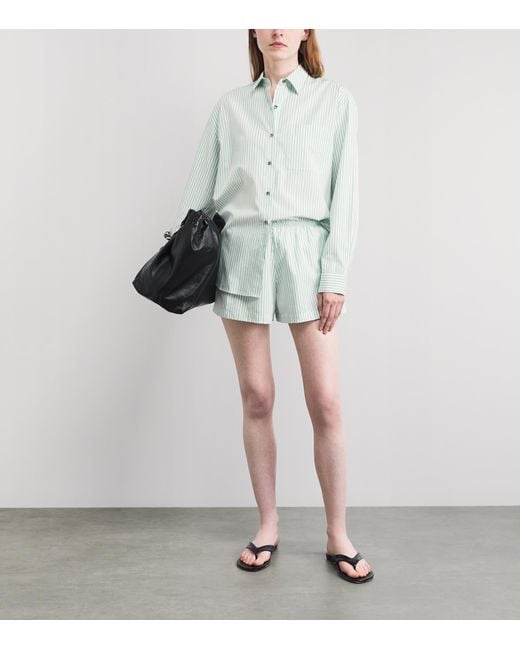Leset Blue Cotton-Blend Stripe Yoshi Shirt