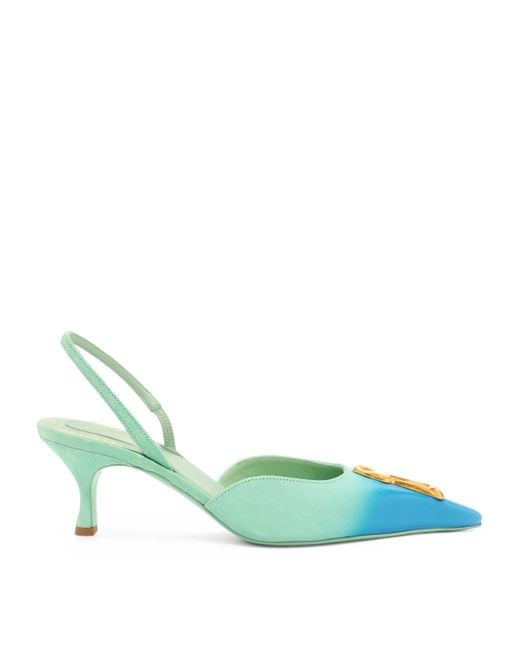 Schiaparelli Green Leather Keyhole Slingback Pumps 60