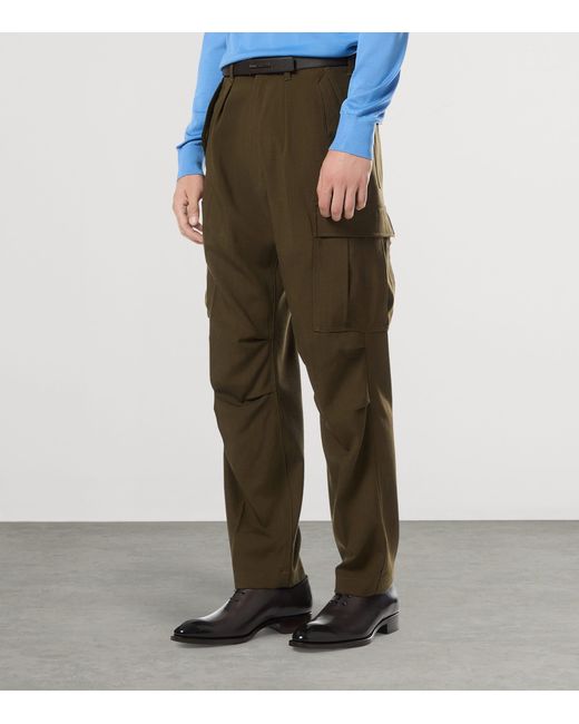 Tom Ford Green Virgin Wool-Blend Cargo Trousers for men