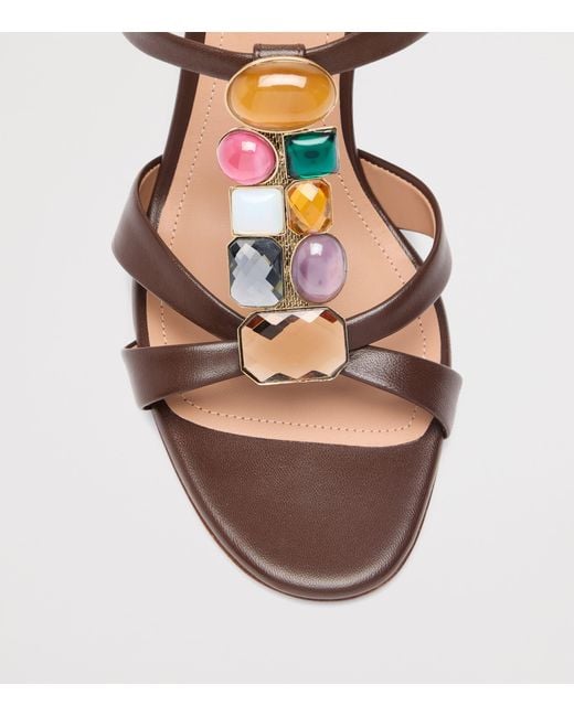 Malone Souliers Brown Leather Jewel-Embellished Simi Heeled Sandals 70